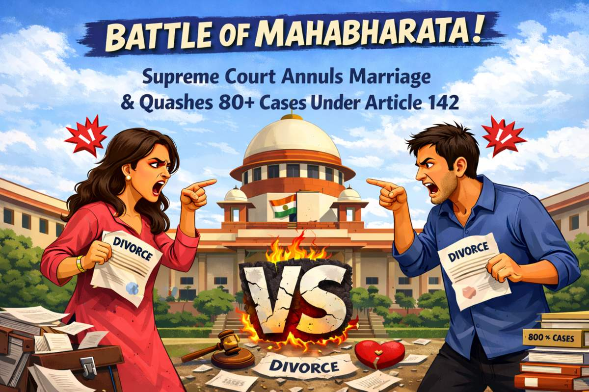 Supreme Court Calls Matrimonial Dispute a “Battle of Mahabharata”, Annuls Marriage, Quashes 80+ Cases Under Article 142